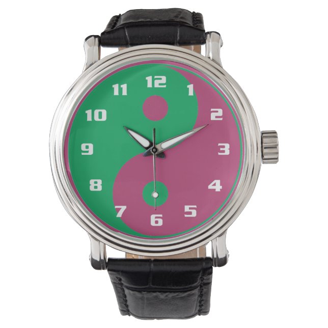 Montre Ying Yang aux couleurs vives (devant)