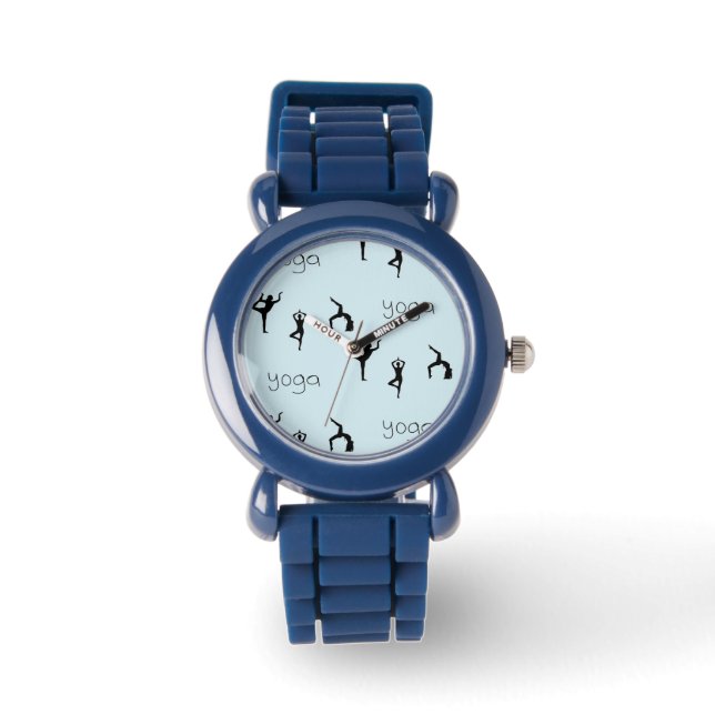 Montre Yoga pose et texte motif sur bleu (Recto)