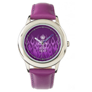 Montre Your texte on Keep Calm Purple Racing Flames Decor