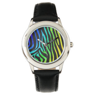 Montre Zebra Black et Rainbow Print