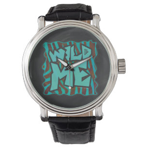 Montre Zebra Brown et Turquoise Wild Me Design