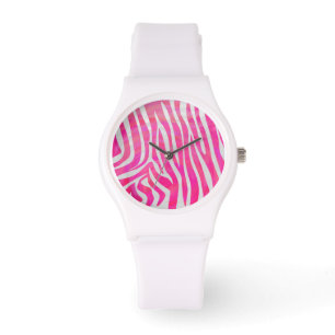Montre Zebra Hot Pink et White Print