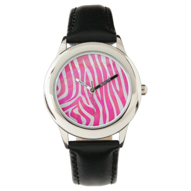 Montre Zebra Hot Pink et White Print (devant)