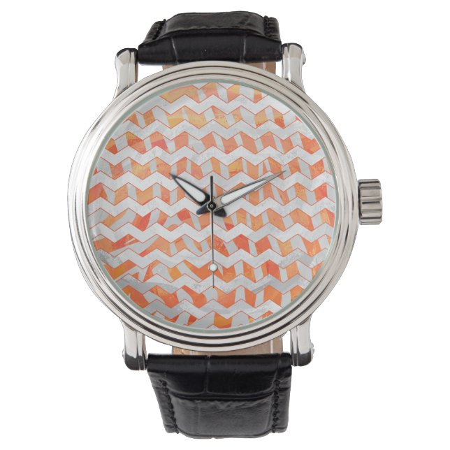 Montre Zebra Orange and White Print (devant)