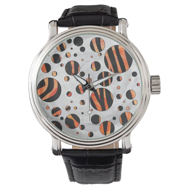 Montre Zebra Pois noirs et orange (devant)