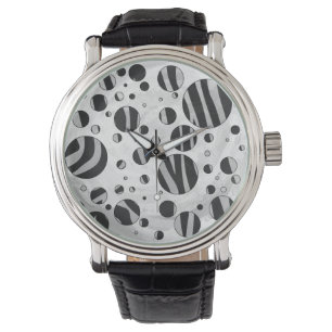 Montre Zebra Polka point noir et gris clair