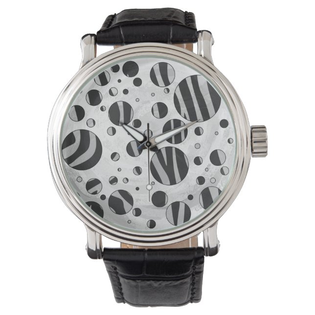 Montre Zebra Polka point noir et gris clair (devant)
