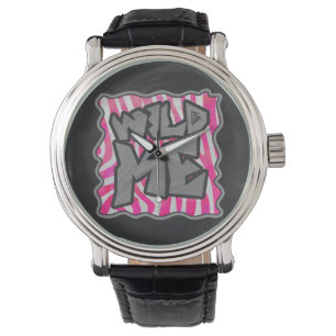 Montre Zebra Rose vif et Sauvage Me Blanc