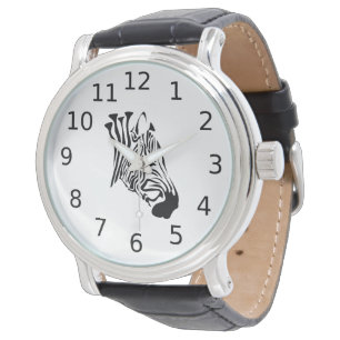 Montre Zèbre avec bandes noires torsadées