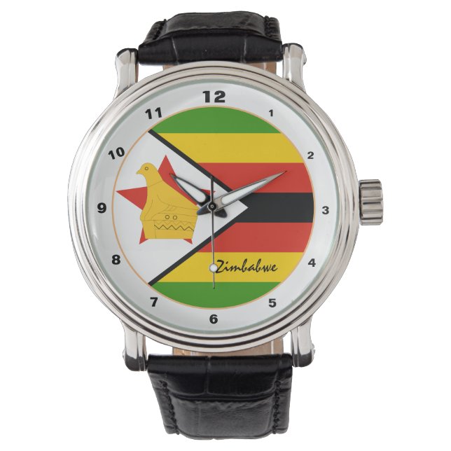 Montre Zimbabwe Flag watch, Zimbabwe fashion /design (devant)