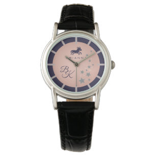 Montre Zodiac Aries Elégant Rosé Bleu foncé Monogramme