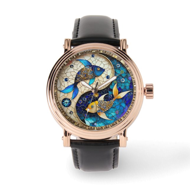 Montre Zodiac - Poissons de poisson Yin et Yang (Recto)