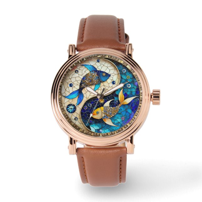 Montre Zodiac - Poissons de poisson Yin et Yang (Recto)