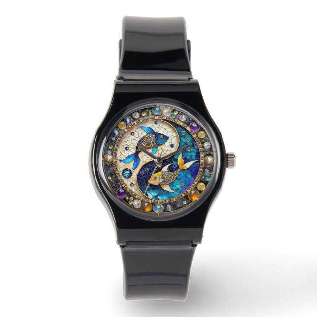 Montre Zodiac - Poissons de poisson Yin et Yang (Recto)