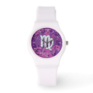 Montre Zodiaque nacré de Vierge sur le cadran rose de
