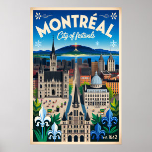 Montréal Canada Affiche d'art rétro de voyage