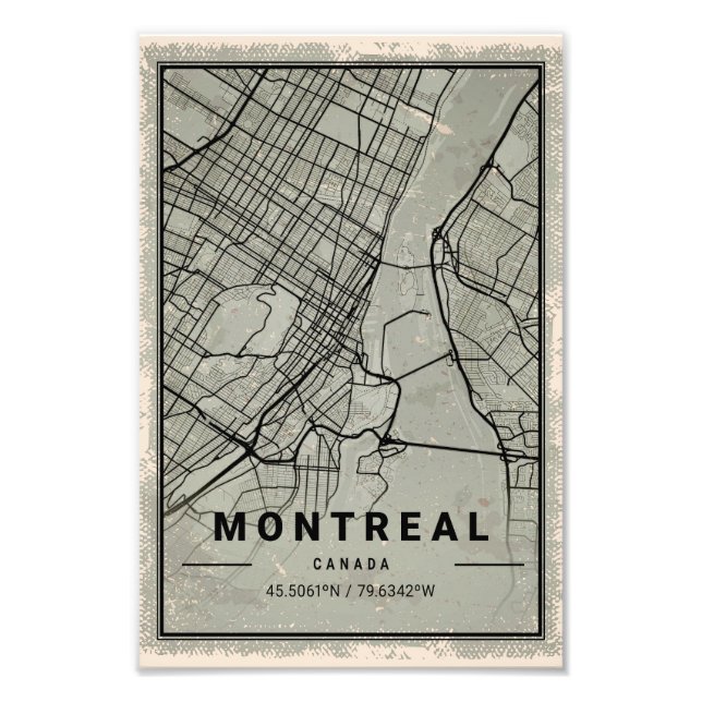 Montreal canada map print poster canvas (Devant)