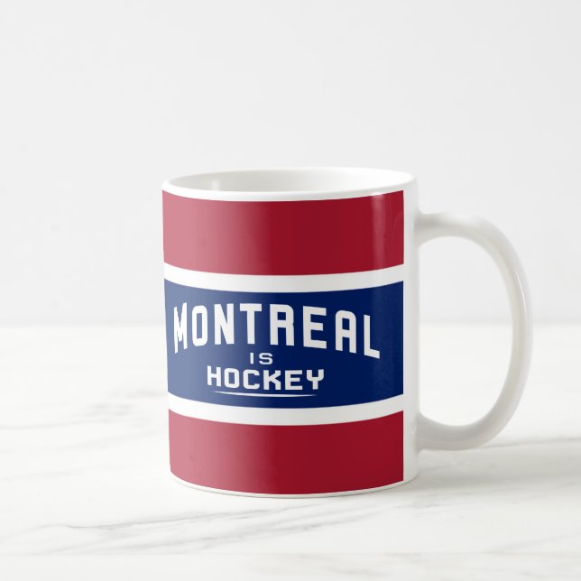 Montréal est hockey, rouge, blanc, et tasse bleue (Droite)