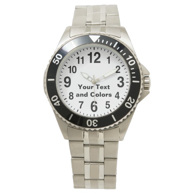 Montres avec de grands nombres avec votre TEXTE et (devant)