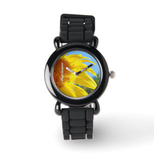 Montres Cadeaux Ajoutez Votre Nom Tournesol Jaune 