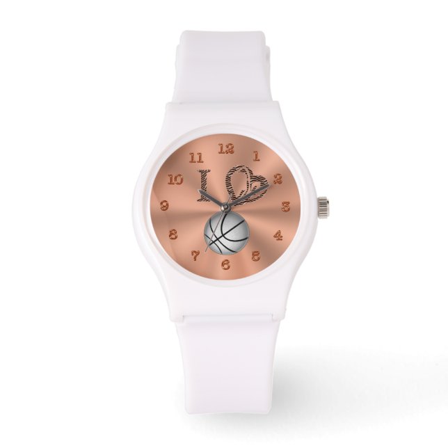 Montres de basket-ball blanches avec accents de pê (Recto)