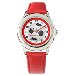 Montres de football rouge pour enfants avec leur N
