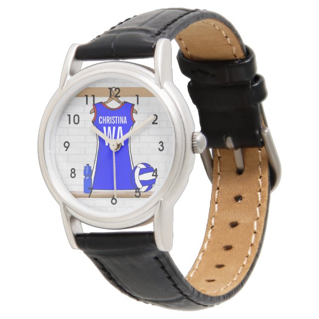 Montres de netball design personnalisables (Incliné)