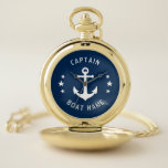 Montres De Poche Ancre Vintage marine Nom du bateau du capitaine Ma<br><div class="desc">Une Ancre Vintage Nautique et des étoiles avec le grade de capitaine ou autre titre et votre nom ou nom de bateau sur une montre de poche élégante. Ce Pocket Watch personnalisé ne sera pas seulement le temps, mais aussi un morceau de conversation amusant. Parfait pour les Fêtes des pères...</div>
