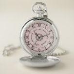 Montres De Poche Coutume de marbre rose-clair antique de chiffres<br><div class="desc">Cette conception simple pourtant classique de montre de poche a une conception noire de base de chiffre romain avec un regard vintage à elle. Elle a des cercles et des cercles pointillés, aussi bien qu'un séparateur de lignes autour de elle. L'arrière - plan est une couleur rose-clair avec un léger...</div>