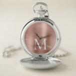 Montres De Poche Glam Rose Gold Brook Metal Monogramme Nom Script<br><div class="desc">Glam Rose Gold Brook Métogramme Nom Script Pocket Watch</div>