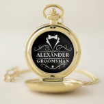 Montres De Poche Groomsman Tuxedo Cravate Or et noir<br><div class="desc">Mariage Groomsman Tuxedo Cravate Gold et Black Pocket Watch</div>