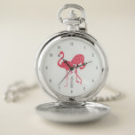 Montres De Poche Illustration des aquarelles de Flamants roses rose<br><div class="desc">Illustration des aquarelles de flamants roses mignons. Nom personnalisé/monogramme.</div>