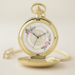 Montres De Poche Jolie aquarelle Floral Moderne Monogramme géométri<br><div class="desc">Jolie aquarelle fleurie et couronne géométrique.</div>
