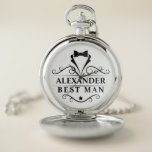 Montres De Poche Mariage Best Man Black Cravate<br><div class="desc">Mariage Best Man Black Cravate Pocket Watch</div>
