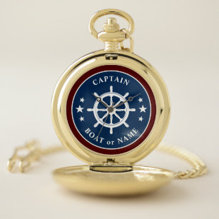 Montres De Poche Navire nautique Helm Wheel Capitaine Nom de bateau