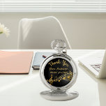 Montres De Poche Notes de musique or de retraite professeur de musi<br><div class="desc">Un cadeau de retraite simple et élégant pour un professeur de musique masculin ou féminin! Un arrière - plan classique de couleur noire avec des notes de musique faux or. Modèle pour un nom, et le texte : Merci, lettres d'or. Le Merci est écrit avec un script de style manuel...</div>