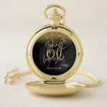 Montres De Poche Parties scintillant moderne design noir et or 60 a<br><div class="desc">Parties scintillant moderne effet noir et or 60e anniversaire cadeau. Partie d'une collection élégante et design.</div>