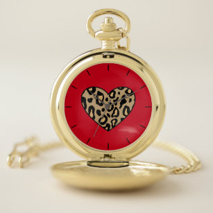 Montres De Poche Retro Leopard Heart Pocket Watch cadeau