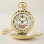Montres De Poche Style antique Floral Vintage<br><div class="desc">Design d'inspiration vintage avec des éléments rose et grungy décoratifs en faux métal avec des numéros personnalisés.</div>