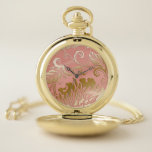Montres De Poche Style Embossé élégant Rose or floral<br><div class="desc">Fleurs vintages et feuilles à l'ombre d'or brut sur un arrière - plan rose poussiéreux. Note : Sculpté,  gravé,  gaufré et les effets dimensionnels,  l'aspect stratifié,  vieilli ou érodé,  les textures et les ombres réalisées numériquement. Le produit réel a une surface lisse.</div>
