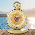 Montres De Poche Tournesol<br><div class="desc">Cette montre de poche fleurie est décorée d'un tournesol jaune aquarelle. Aquarelle originale © Michele Davies.</div>
