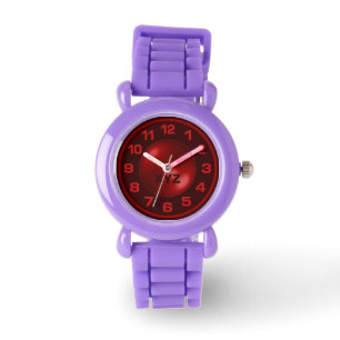 Montres des initiales personnalisées rouges brûlée