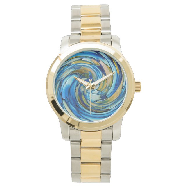 Montres Dolphin Abstraites Bleues Et Or (devant)