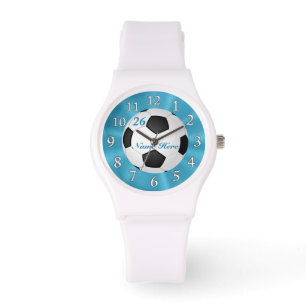 Montres du football de turquoise avec le NOM et le