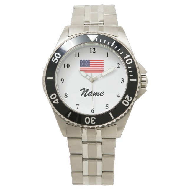 Montres hommes avec nom personnalisé et drapeau am (devant)