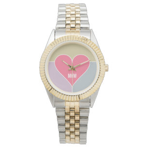 Montres monogramme personnalisées Motif de coeur