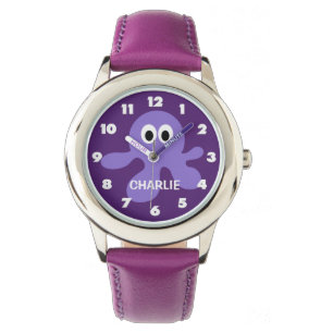 Montres monogrammes personnalisées Funny Octopus