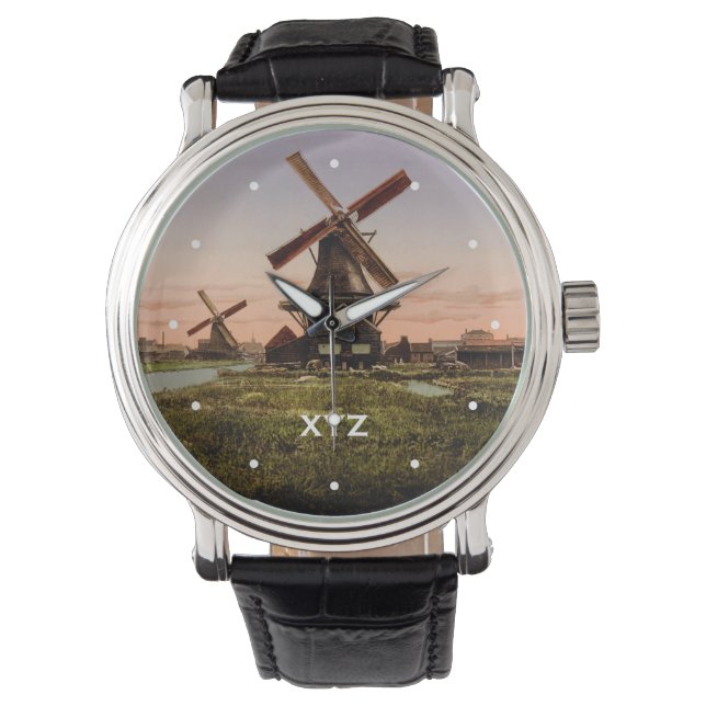 Montres personnalisées vintage Dutch Windmills (devant)