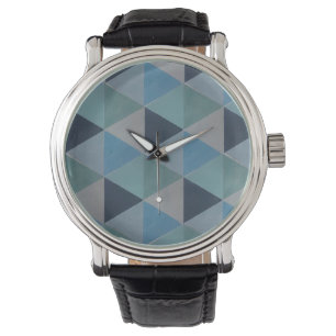 Montres - Triangles Géométriques Bleus Nuancés