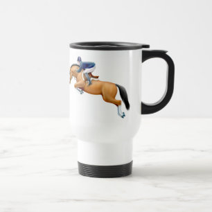 Montrez à cheval sautant la tasse équestre de